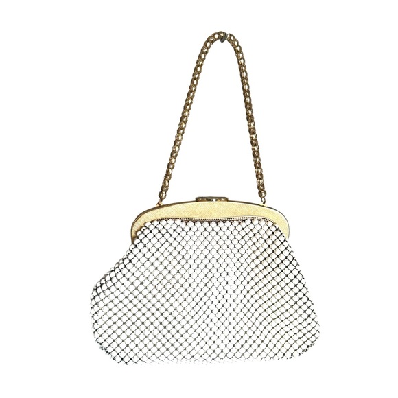 Whiting & Davis Vintage White Metal Mesh Small Bag Y2K Evening Clutch Women’s - Picture 1 of 17